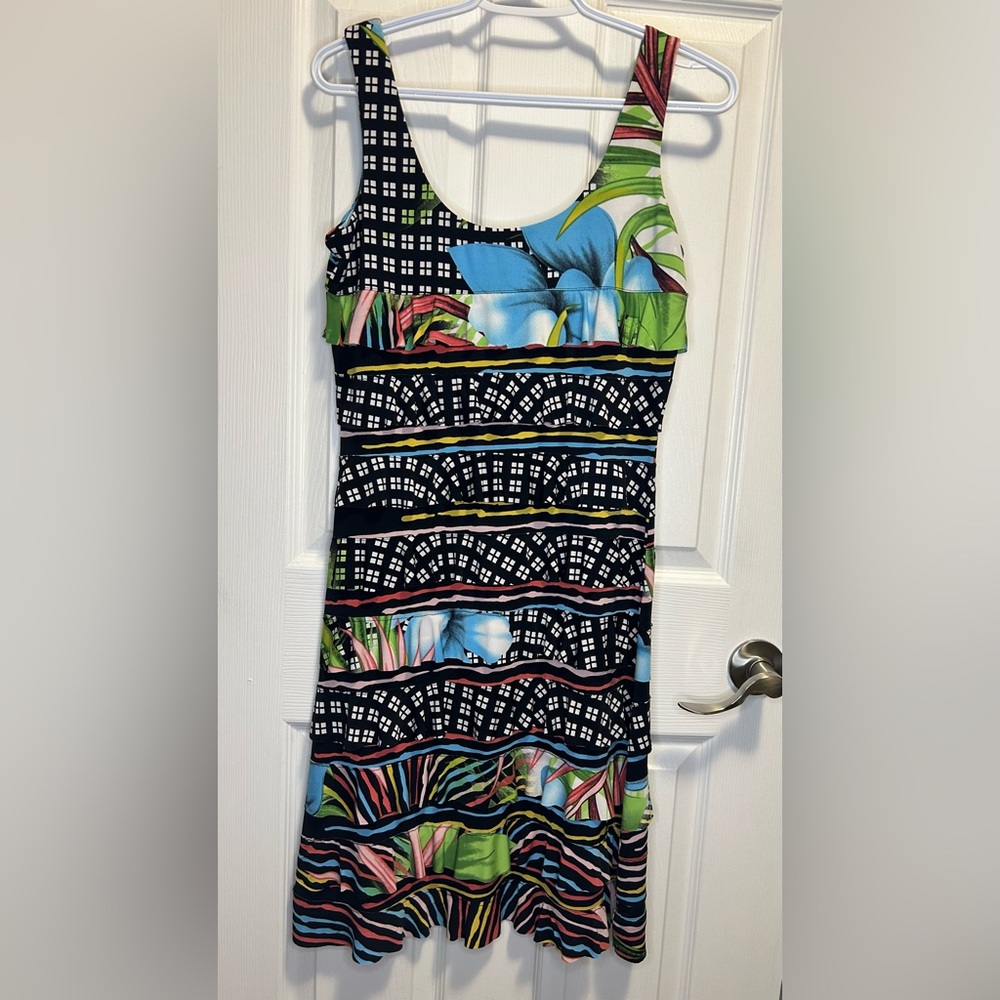 Multicolor Ruffled Patterned Women's Dress - Picture 2 of 6